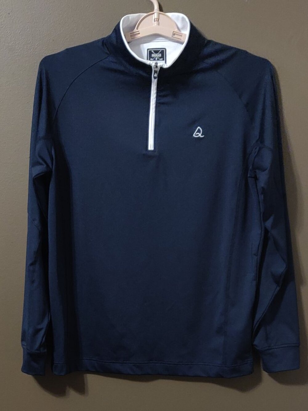 Deolax Performance 1/4 Zip Golf Pullover Navy Blue Solid Men's MEDIUM
